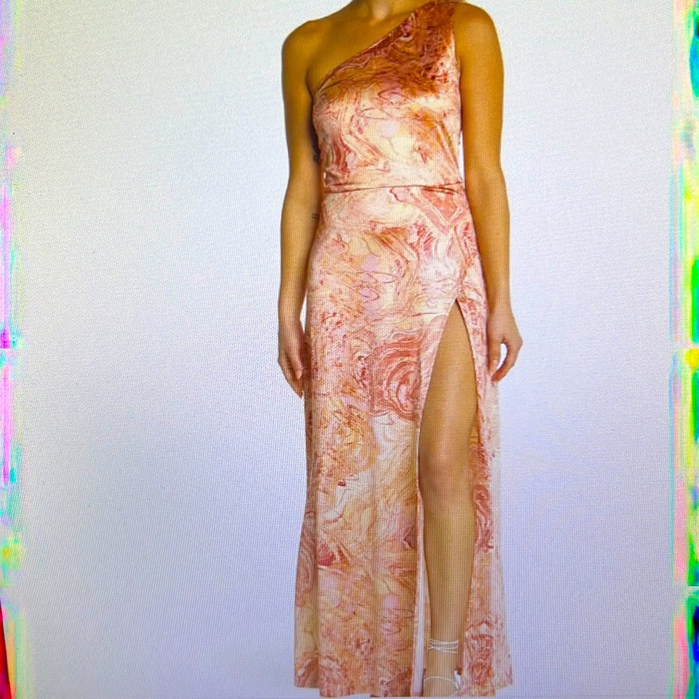 Lisa Beth printed Satin one shoulder dress